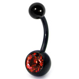 Black Titanium Jewelled Belly Bars - SKU 6829