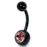 Black Titanium Jewelled Belly Bars - SKU 6831