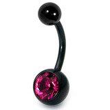 Black Titanium Jewelled Belly Bars - SKU 6835