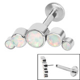 Titanium Threadless Labrets - Titanium (Bend-fit) (Infinity) Bezel Set 5 Opal Crescent - SKU 68392