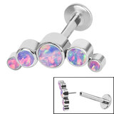 Titanium Threadless Labrets - Titanium (Bend-fit) (Infinity) Bezel Set 5 Opal Crescent - SKU 68394