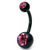 Black Titanium Double Jewelled Belly Bars - SKU 6849