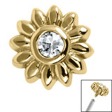 Steel Bezel Set Jewelled Sunflower for Internal Thread shafts in 1.2mm - SKU 68711