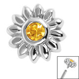 Steel Bezel Set Jewelled Sunflower for Internal Thread shafts in 1.2mm - SKU 68712