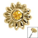 Steel Bezel Set Jewelled Sunflower for Internal Thread shafts in 1.2mm - SKU 68713