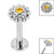 Titanium Internally Threaded Labrets 1.2mm - Steel Bezel Set Jewelled Sunflower - SKU 68726