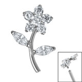 Titanium Claw Set Jewelled Blossom Flower for Internal Thread shafts in 1.2mm - SKU 68753