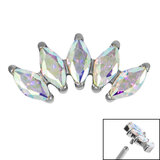 Titanium Claw Set 5 CZ Jewel Marquise Fan for Internal Thread shafts in 1.2mm - SKU 68769