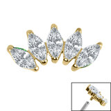 Titanium Claw Set 5 CZ Jewel Marquise Fan for Internal Thread shafts in 1.2mm - SKU 68770