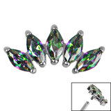 Titanium Claw Set 5 CZ Jewel Marquise Fan for Internal Thread shafts in 1.2mm - SKU 68773