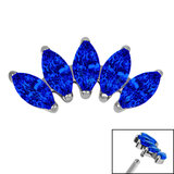 Titanium Claw Set 5 CZ Jewel Marquise Fan for Internal Thread shafts in 1.2mm - SKU 68774