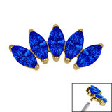 Titanium Claw Set 5 CZ Jewel Marquise Fan for Internal Thread shafts in 1.2mm - SKU 68777