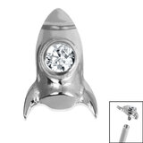 Titanium Bezel Set Jewelled Rocket Ship for Internal Thread Shafts in 1.2mm - SKU 68838