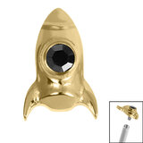 Titanium Bezel Set Jewelled Rocket Ship for Internal Thread Shafts in 1.2mm - SKU 68841