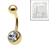 Sterile Gold Plated (PVD) Titanium Jewelled Belly Bars - SKU 69102