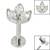 Titanium Internally Threaded Labrets 1.2mm - Titanium Claw Set Marquise Jewelled Leaves Trio - SKU 69110