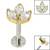 Titanium Internally Threaded Labrets 1.2mm - Titanium Claw Set Marquise Jewelled Leaves Trio - SKU 69115