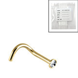 Sterile Gold Plated Titanium (PVD) Titanium Jewelled Nose Studs - SKU 69137