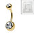 Sterile Gold Plated Titanium (PVD) Double Jewelled Belly Bar - SKU 69205