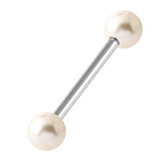 Steel Barbell with Acrylic Pearl Balls 1.6mm - SKU 69232