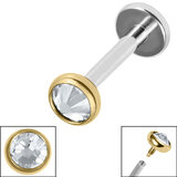 Titanium Internally Threaded Labrets 1.2mm - Gold Titanium Jewelled Disk - SKU 69245