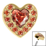 Titanium Jewelled Heart with Pave Set Edge for Internal Thread shafts in 1.2mm - SKU 69359