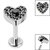 Titanium Internally Threaded Labrets 1.2mm - Titanium Jewelled Heart with Pave Set Edge - SKU 69361