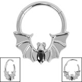 Titanium Flying Jewelled Vampire Bat Hinged Clicker Ring - SKU 69404