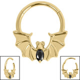 Titanium Flying Jewelled Vampire Bat Hinged Clicker Ring - SKU 69407