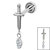 Titanium Internally Threaded Labrets 1.2mm - Titanium Mini Dagger  with Marquise Drop Gem - SKU 69437