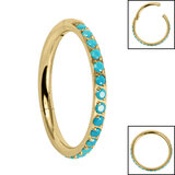 Titanium Pave Set Turquoise Edge Hinged Clicker Ring - SKU 69468