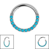 Titanium Hinged Pave Set Turquoise Eternity Clicker Ring - SKU 69469