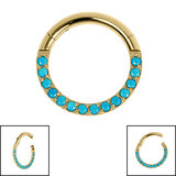 Titanium Hinged Pave Set Turquoise Eternity Clicker Ring - SKU 69471