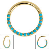 Titanium Hinged Pave Set Turquoise Eternity Clicker Ring - SKU 69472