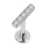 Titanium Internally Threaded Labrets 1.2mm - Titanium 5 Jewel Bar - SKU 69562