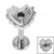 Titanium Internally Threaded Labrets 1.2mm - Titanium Claw Set Radiant Jewelled Heart - SKU 69629