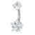 Belly Bar - Titanium Internal Thread Claw Set Twinkle Star Double Jewelled - SKU 69655