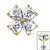 Titanium Claw Set Jewelled Heart Clover Top for Internal Thread shafts in 1.2mm - SKU 69704