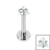 Titanium Internally Threaded Labrets 1.2mm - Titanium Claw Set Jewelled Triangle - SKU 69760