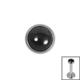 Titanium Bezel Set Black Onyx Stone Top for Internal Thread shafts in 1.2mm - SKU 69789