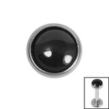 Titanium Bezel Set Black Onyx Stone Top for Internal Thread shafts in 1.2mm - SKU 69793