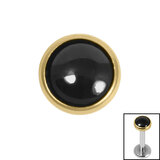 Titanium Bezel Set Black Onyx Stone Top for Internal Thread shafts in 1.2mm - SKU 69794