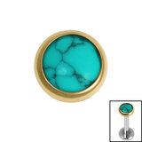 Titanium Bezel Set Turquoise Stone Top for Internal Thread shafts in 1.2mm - SKU 69796