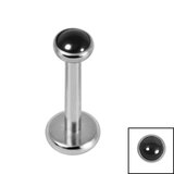 Titanium Internally Threaded Labrets 1.2mm - Titanium Bezel Set Black Onyx Stone Top - SKU 69797