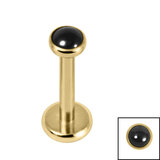 Titanium Internally Threaded Labrets 1.2mm - Titanium Bezel Set Black Onyx Stone Top - SKU 69821