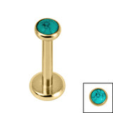 Titanium Internally Threaded Labrets 1.2mm - Titanium Bezel Set Turquoise Stone Top - SKU 69827