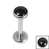 Titanium Internally Threaded Labrets 1.2mm - Titanium Bezel Set Black Onyx Stone Top - SKU 69845