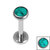 Titanium Internally Threaded Labrets 1.2mm - Titanium Bezel Set Turquoise Stone Top - SKU 69857