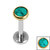 Titanium Internally Threaded Labrets 1.2mm - Titanium Bezel Set Turquoise Stone Top - SKU 69863