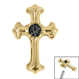 Titanium Claw Set Jewelled Cross Top for Internal Thread shafts in 1.2mm - SKU 69872